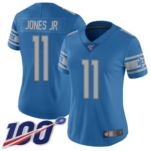 Detroit Lions #11 Marvin Jones Jr Blue Team Color Women's Stitched 100th Season Vapor Limited Jersey Womens cheap jerseys for sale - CheapJerseys.Shop