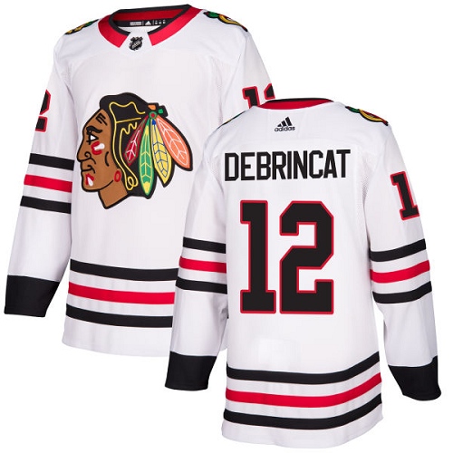 Chicago Blackhawks #12 Alex DeBrincat White Road Authentic Stitched Jersey Men's cheap jerseys for sale - CheapJerseys.Shop