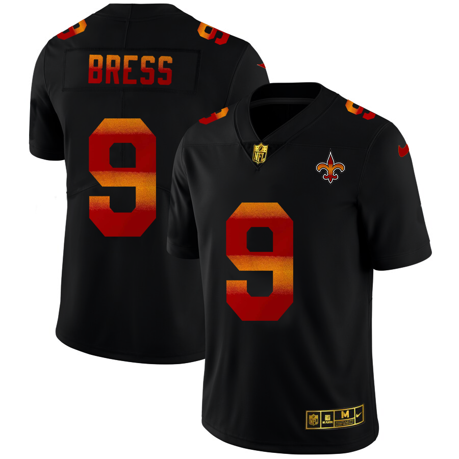 New Orleans Saints #9 Drew Brees Men's Black Red Orange Stripe Vapor Limited Jersey cheap jerseys for sale - CheapJerseys.Shop