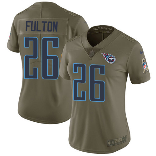 Tennessee Titans #26 Kristian Fulton Olive Women's Stitched Limited 2017 Salute To Service Jersey Womens cheap jerseys for sale - CheapJerseys.Shop