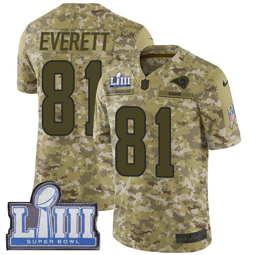 Los Angeles Rams #81 Gerald Everett Camo Super Bowl LIII Bound Youth Stitched Limited 2018 Salute to Service Jersey Youth cheap jerseys for sale - CheapJerseys.Shop