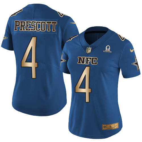 Cowboys #4 Dak Prescott Navy Women's Stitched Limited Gold NFC 2017 Pro Bowl Jersey cheap jerseys for sale - CheapJerseys.Shop