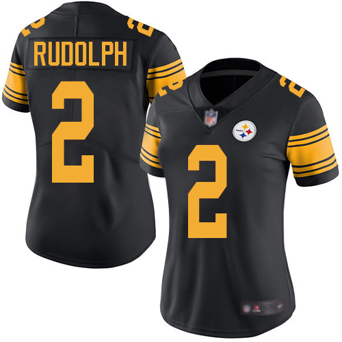 Pittsburgh Steelers #2 Mason Rudolph Black Women's Stitched Limited Rush Jersey Womens cheap jerseys for sale - CheapJerseys.Shop