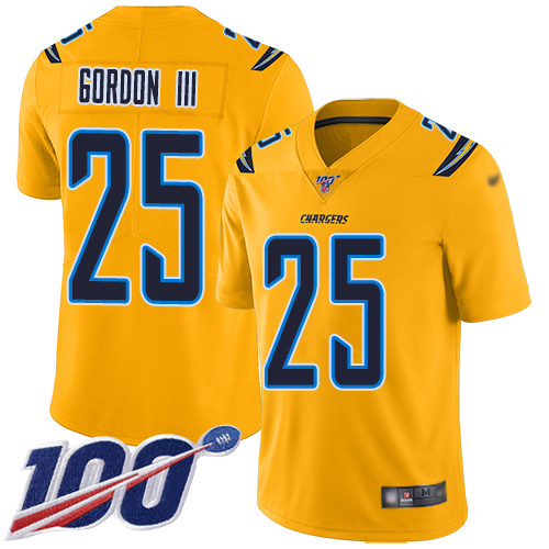 Los Angeles Chargers #25 Melvin Gordon III Gold Men's Stitched Limited Inverted Legend 100th Season Jersey Men's cheap jerseys for sale - CheapJerseys.Shop