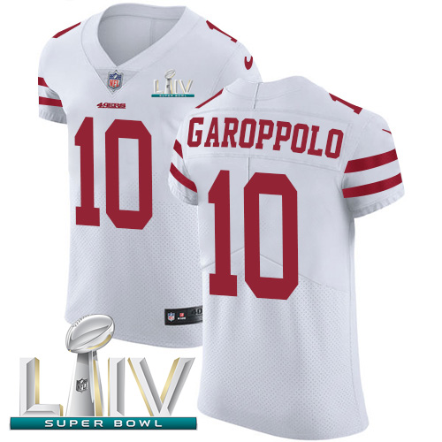 49ers #10 Jimmy Garoppolo White Super Bowl LIV 2020 Men's Stitched Vapor Untouchable Elite Jersey cheap jerseys for sale - CheapJerseys.Shop
