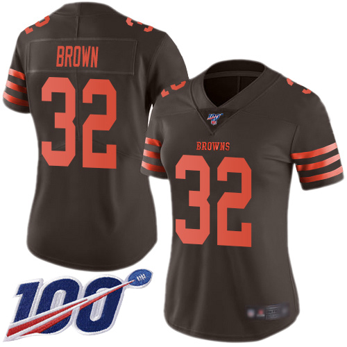 Browns #32 Jim Brown Brown Women's Stitched Limited Rush 100th Season Jersey cheap jerseys for sale - CheapJerseys.Shop