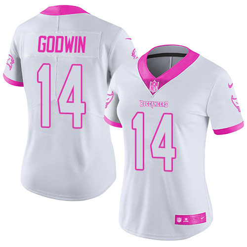 Buccaneers #14 Chris Godwin White/Pink Women's Stitched Limited Rush Fashion Jersey cheap jerseys for sale - CheapJerseys.Shop