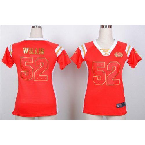 San Francisco 49ers #52 Patrick Willis Red Women's Stitched Elite Draft Him Shimmer Jersey Womens cheap jerseys for sale - CheapJerseys.Shop