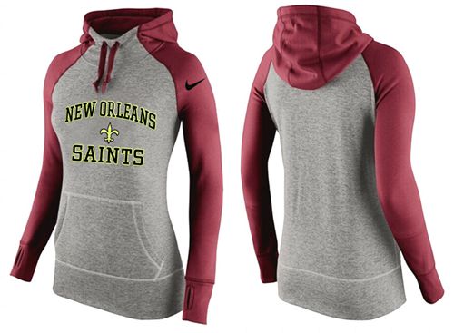 Women's New Orleans Saints Performance Hoodie Grey & Red cheap jerseys for sale - CheapJerseys.Shop