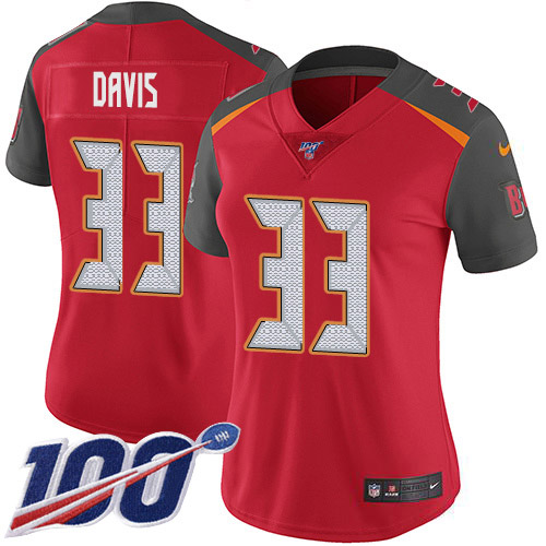 Tampa Bay Buccaneers #33 Carlton Davis III Red Team Color Women's Stitched 100th Season Vapor Limited Jersey Womens cheap jerseys for sale - CheapJerseys.Shop