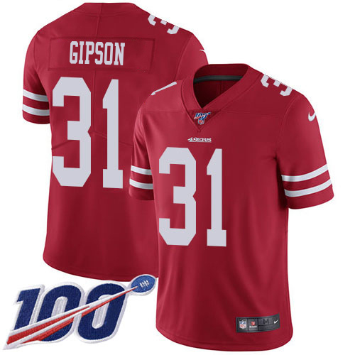 49ers #31 Tashaun Gipson Red Team Color Youth Stitched 100th Season Vapor Limited Jersey cheap jerseys for sale - CheapJerseys.Shop