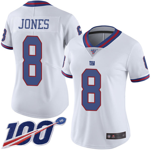 Giants #8 Daniel Jones White Women's Stitched Limited Rush 100th Season Jersey cheap jerseys for sale - CheapJerseys.Shop