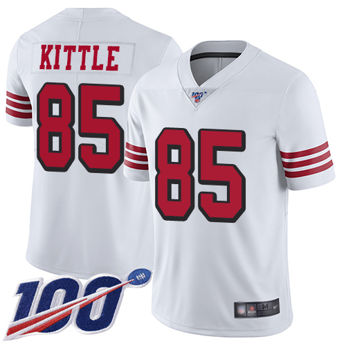 49ers #85 George Kittle White Rush Youth Stitched Limited 100th Season Jersey cheap jerseys for sale - CheapJerseys.Shop