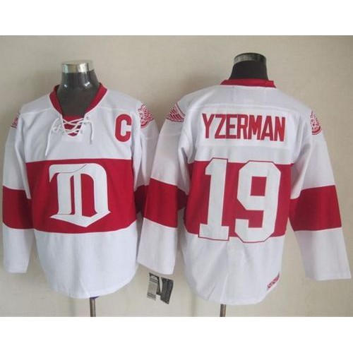 Detroit Red Wings #19 Steve Yzerman White Winter Classic CCM Throwback Stitched Jersey Men's cheap jerseys for sale - CheapJerseys.Shop