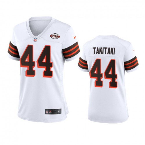 Women Cleveland Browns #44 Sione Takitaki 1946 Collection Alternate Game Limited Jersey - White Womens cheap jerseys for sale - CheapJerseys.Shop