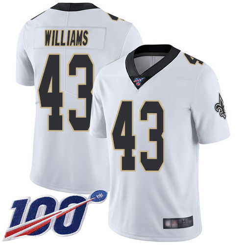 New Orleans Saints #43 Marcus Williams White Men's Stitched 100th Season Vapor Limited Jersey Men's cheap jerseys for sale - CheapJerseys.Shop