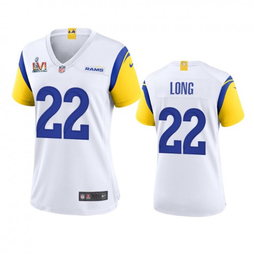 Los Angeles Los Angeles Rams #22 David Long Women's Super Bowl LVI Patch Alternate Game Jersey - White Womens cheap jerseys for sale - CheapJerseys.Shop