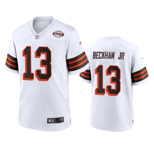 Men's Cleveland Browns #13 Odell Beckham Jr. 1946 Collection Alternate Game Limited Jersey - White Men's cheap jerseys for sale - CheapJerseys.Shop