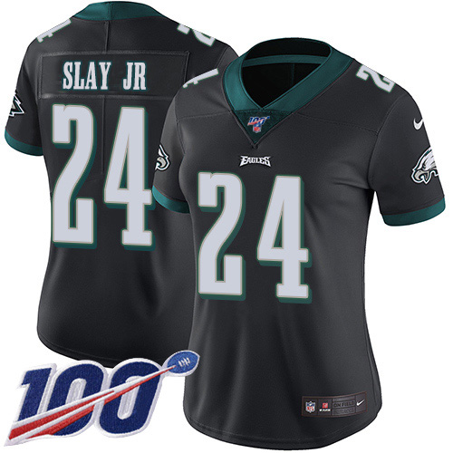 Philadelphia Eagles #24 Darius Slay Jr Black Alternate Women's Stitched 100th Season Vapor Untouchable Limited Jersey Womens cheap jerseys for sale - CheapJerseys.Shop