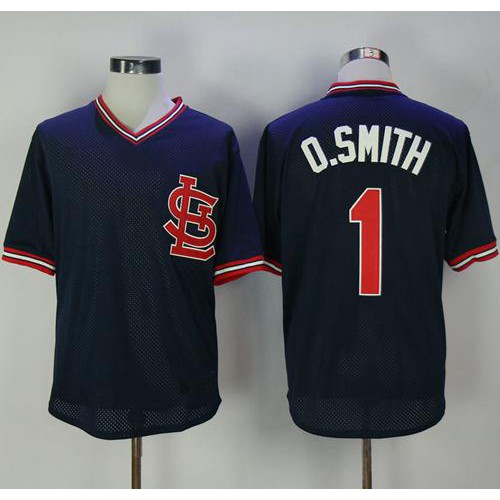 Mitchell And Ness 1994 St.Louis Cardinals #1 Ozzie Smith Navy Blue Throwback Stitched Jersey Men's cheap jerseys for sale - CheapJerseys.Shop