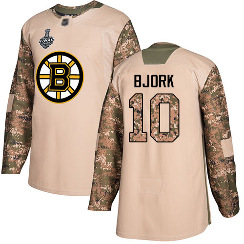 Boston Bruins #10 Anders Bjork Camo Authentic 2017 Veterans Day Stanley Cup Final Bound Stitched Jersey Men's cheap jerseys for sale - CheapJerseys.Shop
