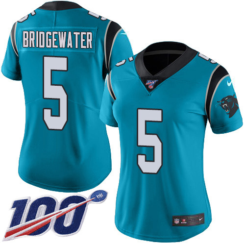 Carolina Panthers #5 Teddy Bridgewater Blue Alternate Women's Stitched 100th Season Vapor Untouchable Limited Jersey Womens cheap jerseys for sale - CheapJerseys.Shop