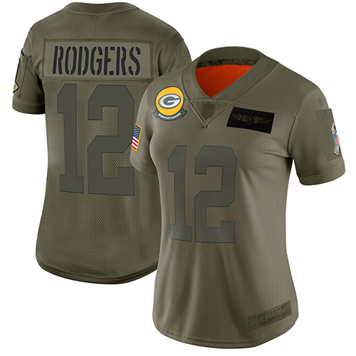 Packers #12 Aaron Rodgers Camo Women's Stitched Limited 2019 Salute To Service Jersey cheap jerseys for sale - CheapJerseys.Shop