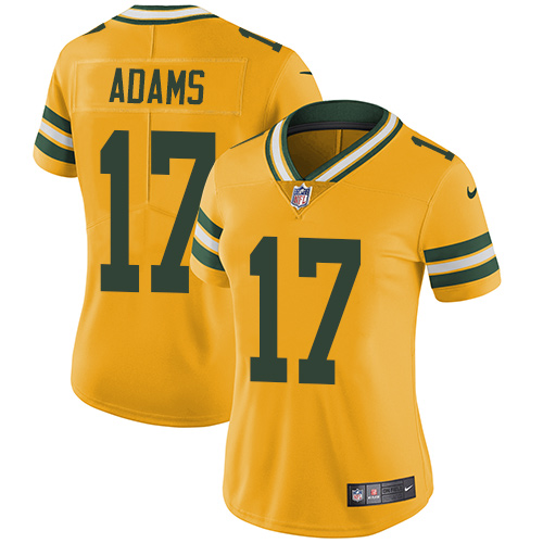 Packers #17 Davante Adams Yellow Women's Stitched Limited Rush Jersey cheap jerseys for sale - CheapJerseys.Shop