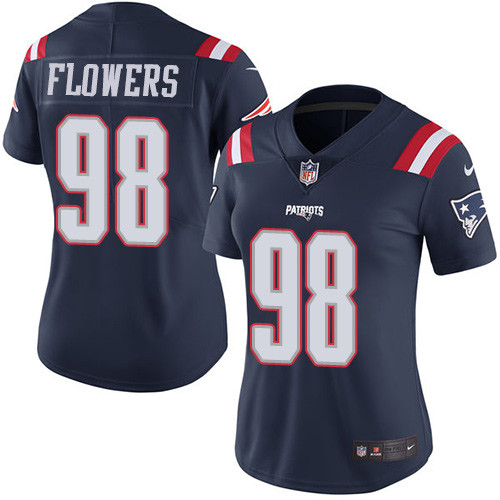 New England Patriots #98 Trey Flowers Navy Blue Women's Stitched Limited Rush Jersey Womens cheap jerseys for sale - CheapJerseys.Shop