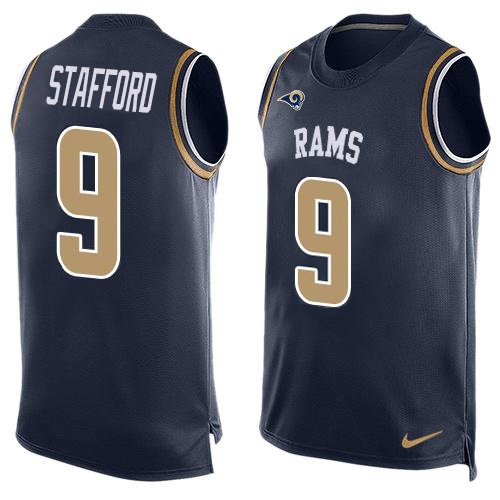 Los Angeles Rams #9 Matthew Stafford Navy Blue Team Color Men's Stitched Limited Tank Top Jersey cheap jerseys for sale - CheapJerseys.Shop