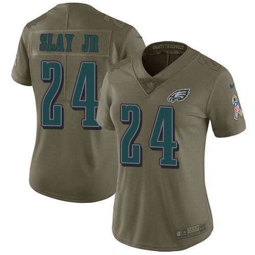 Philadelphia Eagles #24 Darius Slay Jr Olive Women's Stitched Limited 2017 Salute To Service Jersey Womens cheap jerseys for sale - CheapJerseys.Shop