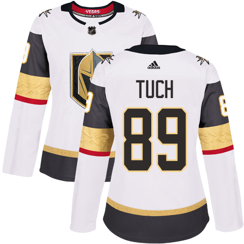 Golden Vegas Golden Knights #89 Alex Tuch White Road Authentic Women's Stitched Jersey Womens cheap jerseys for sale - CheapJerseys.Shop