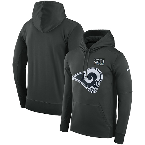 Men's Los Angeles Rams Anthracite Crucial Catch Performance Pullover Hoodie cheap jerseys for sale - CheapJerseys.Shop