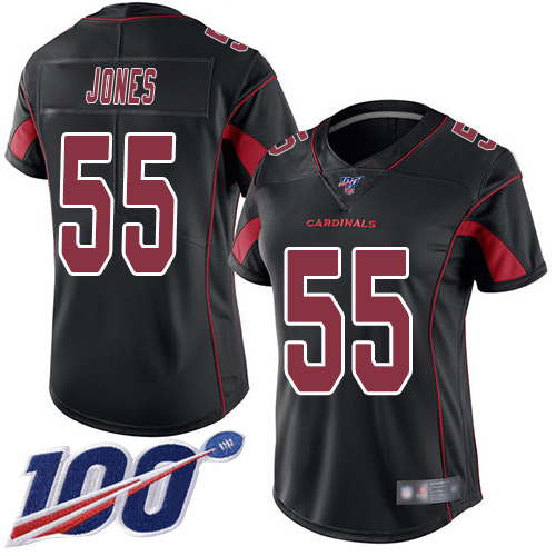 Arizona Cardinals #55 Chandler Jones Black Women's Stitched Limited Rush 100th Season Jersey Womens cheap jerseys for sale - CheapJerseys.Shop