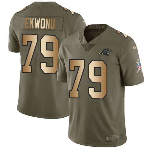 Panthers #79 Ikem Ekwonu Olive/Gold Men's Stitched Limited 2017 Salute To Service Jersey cheap jerseys for sale - CheapJerseys.Shop