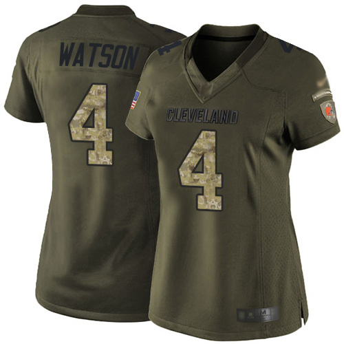 Browns #4 Deshaun Watson Green Women's Stitched Limited 2015 Salute To Service Jersey cheap jerseys for sale - CheapJerseys.Shop