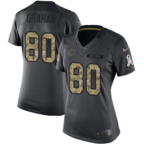 Chicago Bears #80 Jimmy Graham Black Women's Stitched Limited 2016 Salute to Service Jersey Womens cheap jerseys for sale - CheapJerseys.Shop
