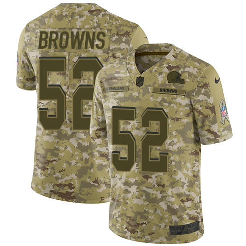 Cleveland Browns #52 Preston Brown Camo Men's Stitched Limited 2018 Salute To Service Jersey Men's cheap jerseys for sale - CheapJerseys.Shop