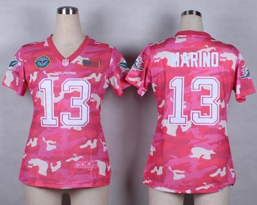 Dolphins #13 Dan Marino Pink Women's Stitched Elite Camo Fashion Jersey cheap jerseys for sale - CheapJerseys.Shop