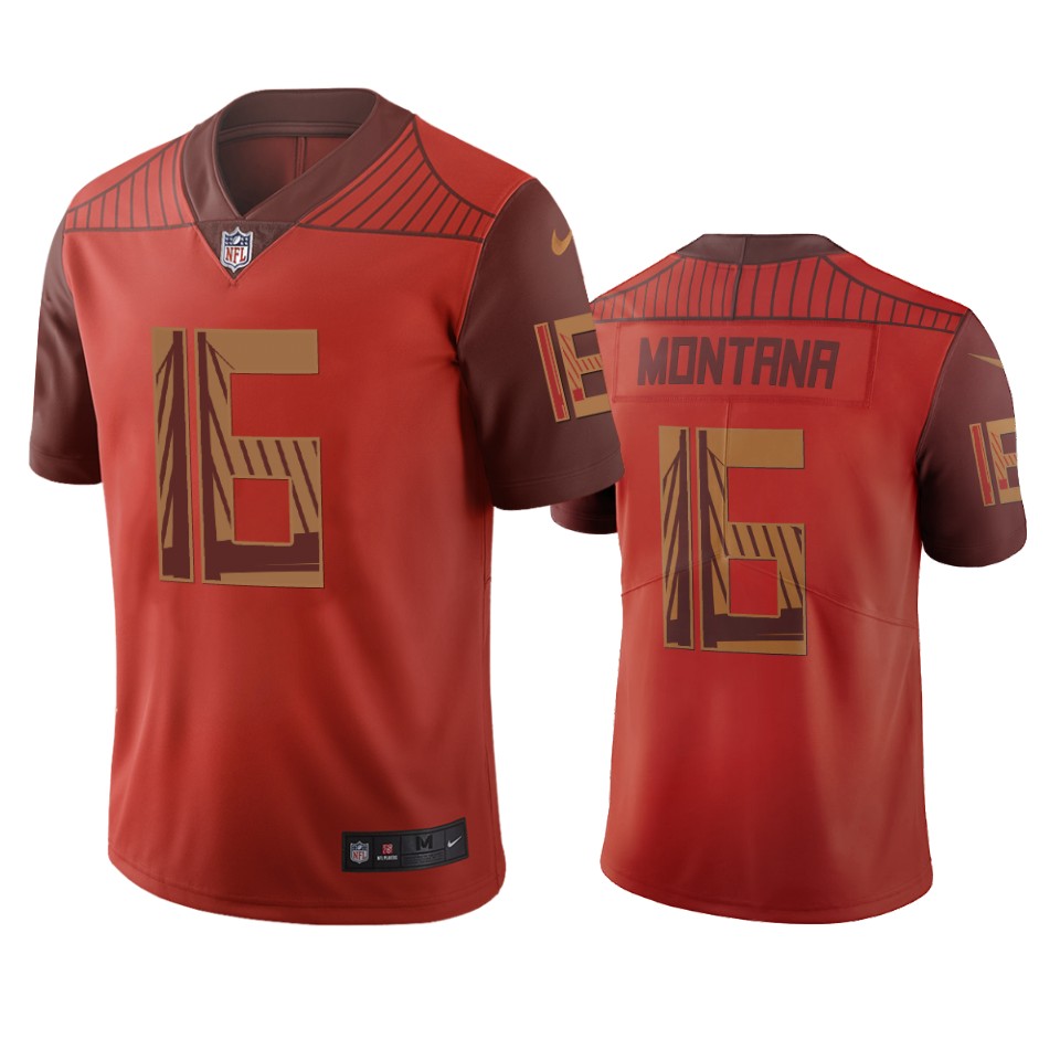 San Francisco 49ers #16 Joe Montana Orange Vapor Limited City Edition Jersey cheap jerseys for sale - CheapJerseys.Shop