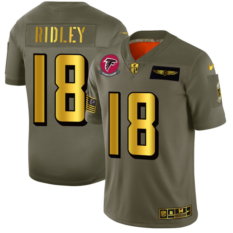 Atlanta Falcons #18 Calvin Ridley Men's Olive Gold 2019 Salute To Service Limited Jersey cheap jerseys for sale - CheapJerseys.Shop