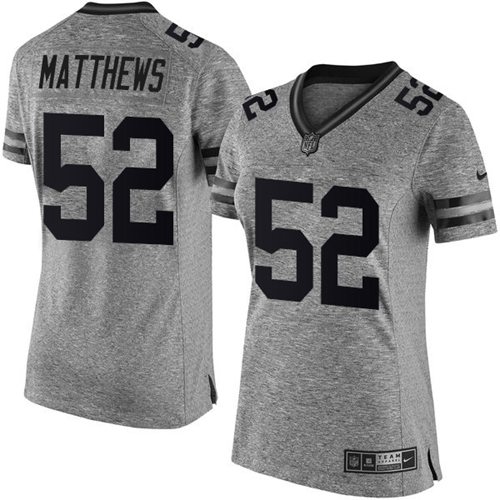 Green Bay Packers #52 Clay Matthews Gray Women's Stitched Limited Gridiron Gray Jersey Womens cheap jerseys for sale - CheapJerseys.Shop