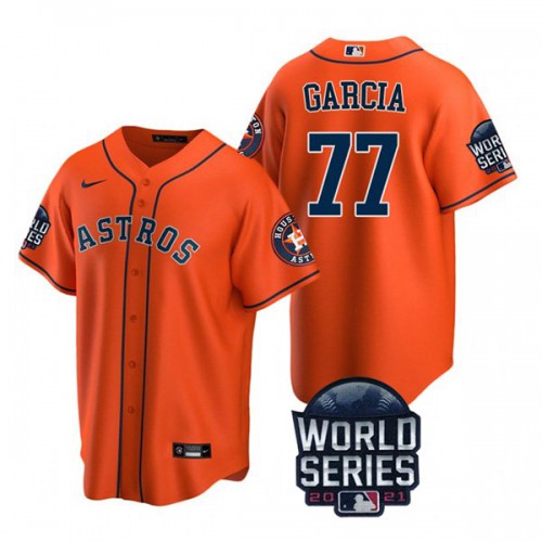 Houston Houston Astros #77 Luis Garcia Men's 150th Anniversary 2021 World Series Game Jersey - Orange Men's cheap jerseys for sale - CheapJerseys.Shop