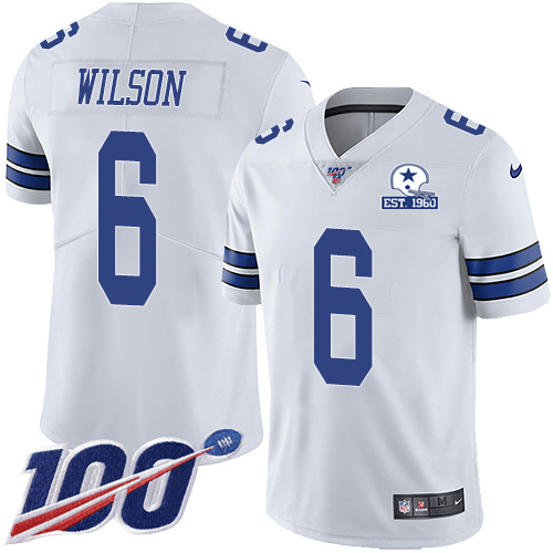 Cowboys #6 Donovan Wilson White Men's Stitched With Established In 1960 Patch 100th Season Vapor Untouchable Limited Jersey cheap jerseys for sale - CheapJerseys.Shop