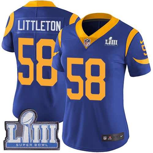 Los Angeles Rams #58 Cory Littleton Royal Blue Alternate Super Bowl LIII Bound Women's Stitched Vapor Untouchable Limited Jersey Womens cheap jerseys for sale - CheapJerseys.Shop