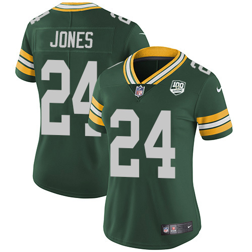 Green Bay Packers #24 Josh Jones Green Team Color Women's 100th Season Stitched Vapor Untouchable Limited Jersey Womens cheap jerseys for sale - CheapJerseys.Shop