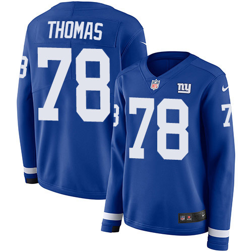 New York Giants #78 Andrew Thomas Royal Blue Team Color Women's Stitched Limited Therma Long Sleeve Jersey Womens cheap jerseys for sale - CheapJerseys.Shop