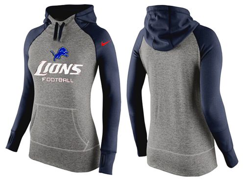 Women's Detroit Lions Performance Hoodie Grey & Dark Blue cheap jerseys for sale - CheapJerseys.Shop