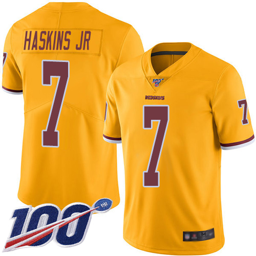 Washington Commanders #7 Dwayne Haskins Jr Gold Youth Stitched Limited Rush 100th Season Jersey Youth cheap jerseys for sale - CheapJerseys.Shop