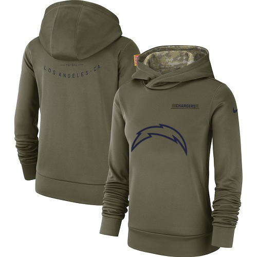 Women's Los Angeles Chargers Olive Salute To Service Sideline Therma Performance Pullover Hoodie cheap jerseys for sale - CheapJerseys.Shop